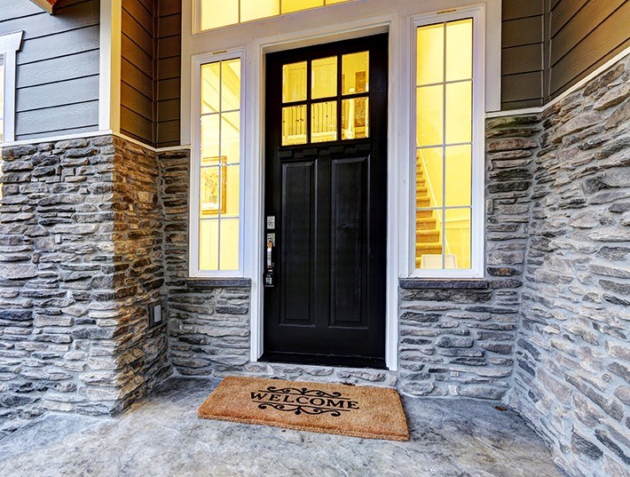 Connecticut front door installation with transom window and sidelights